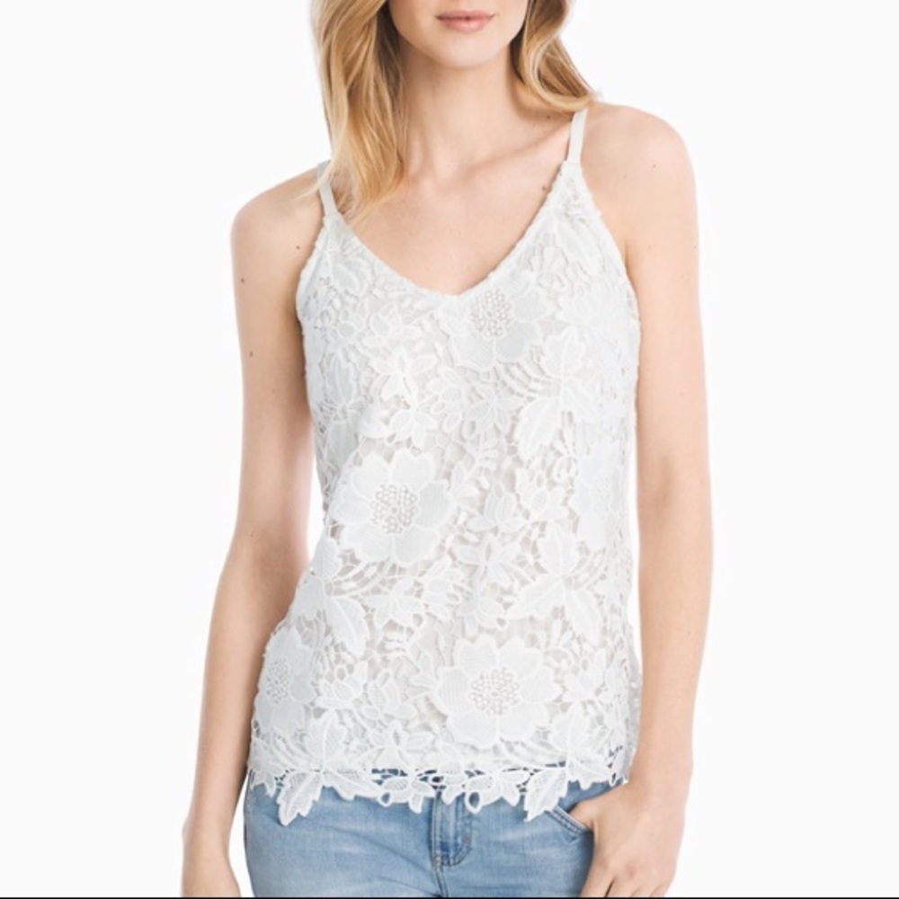 White House Black Market White Lace Cami